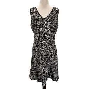 NWT Loft Women's Sz 6 Leopard Print Dress‎ Ruffle Flounce Hem Sleeveless Pockets
